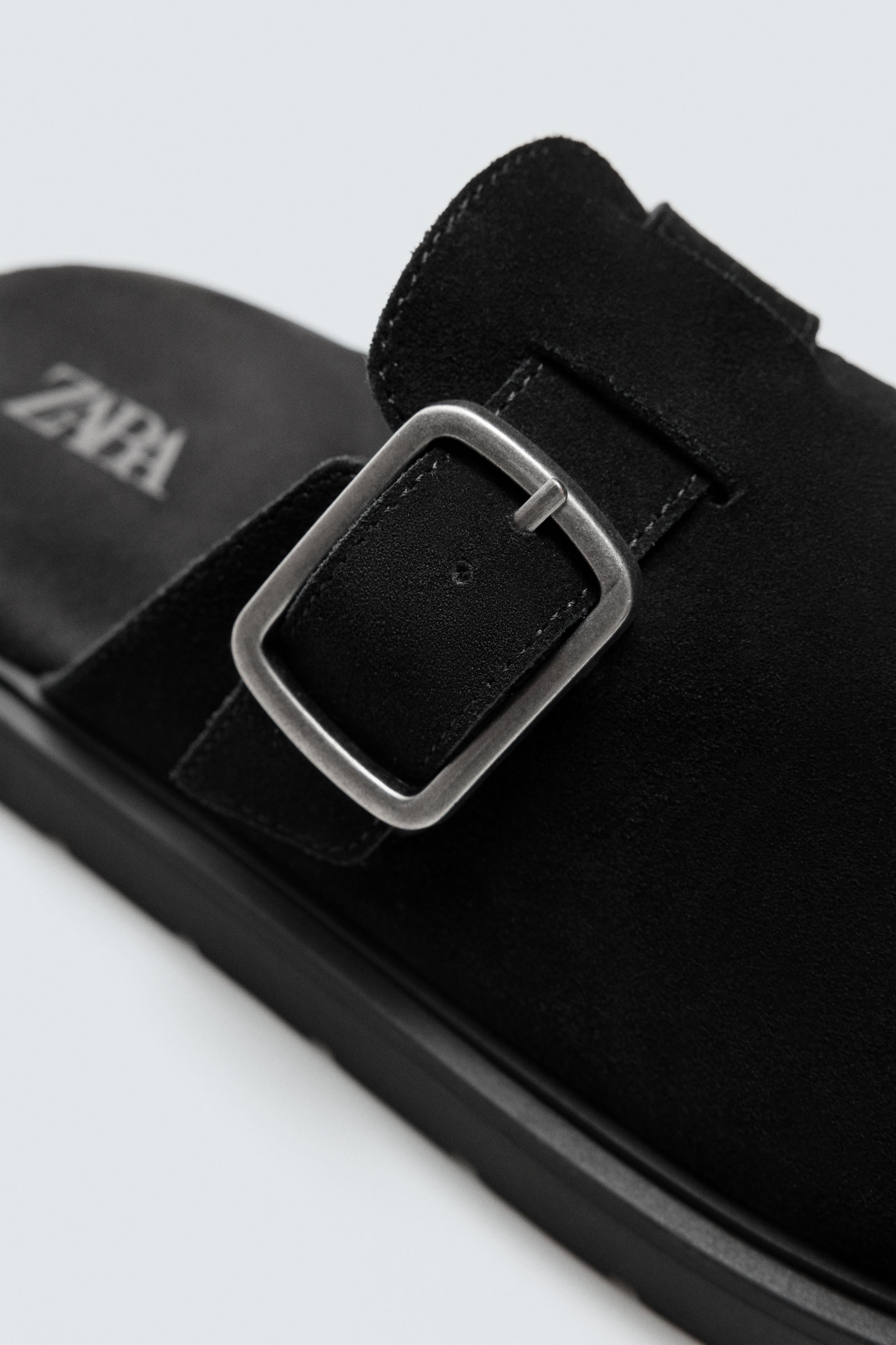 LEATHER BUCKLE CLOGS